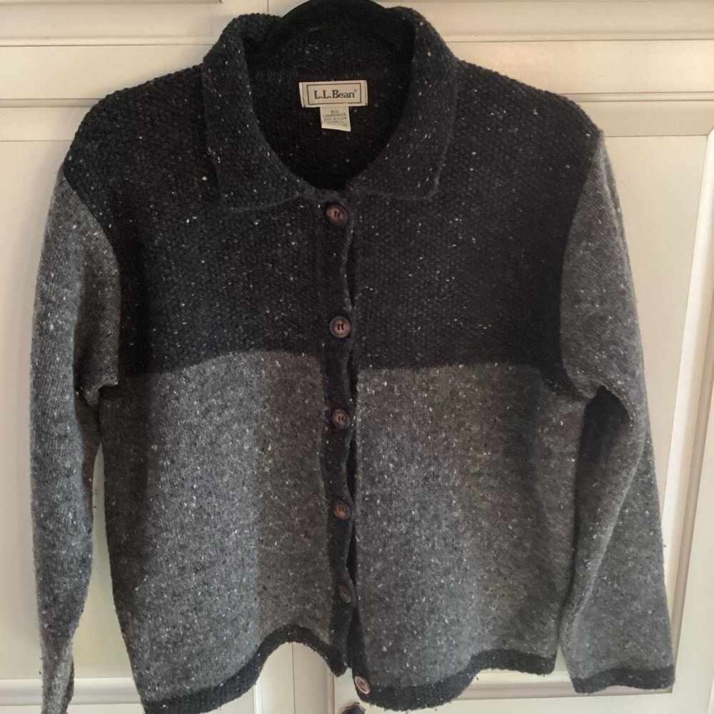 L.L. Bean Two-Tone Gray Knit Cardigan